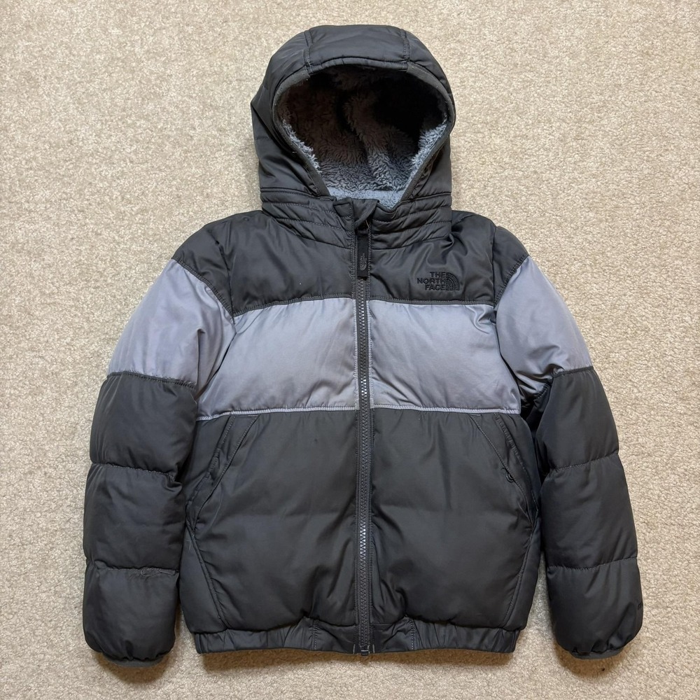 The North Face 550 Down Jacket Toddler 6 Gray Hooded Puffer Winter Insulated